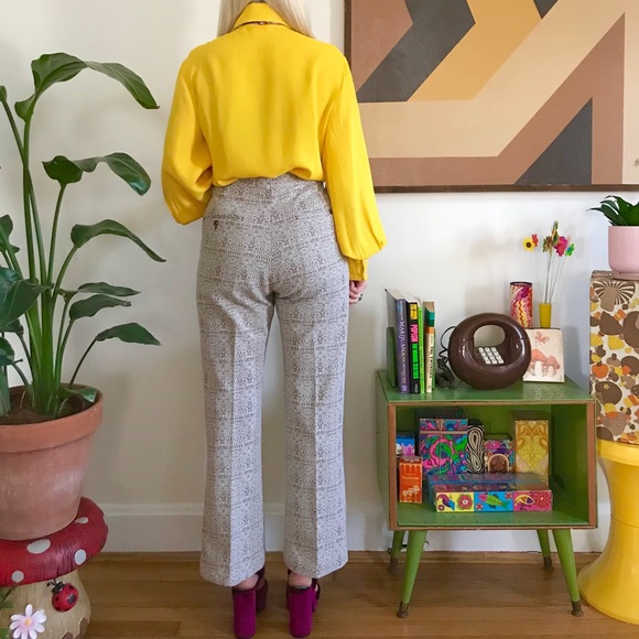 Vintage 70s psychedelic kick flares cropped slacks - Picture 4 of 6